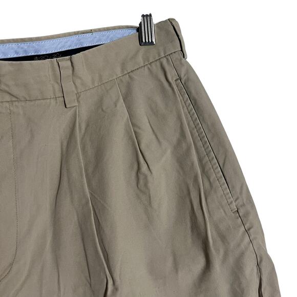 Brooks Brothers Supima Cotton Khaki Tan Pleated Shorts Size 35 - Picture 3 of 7